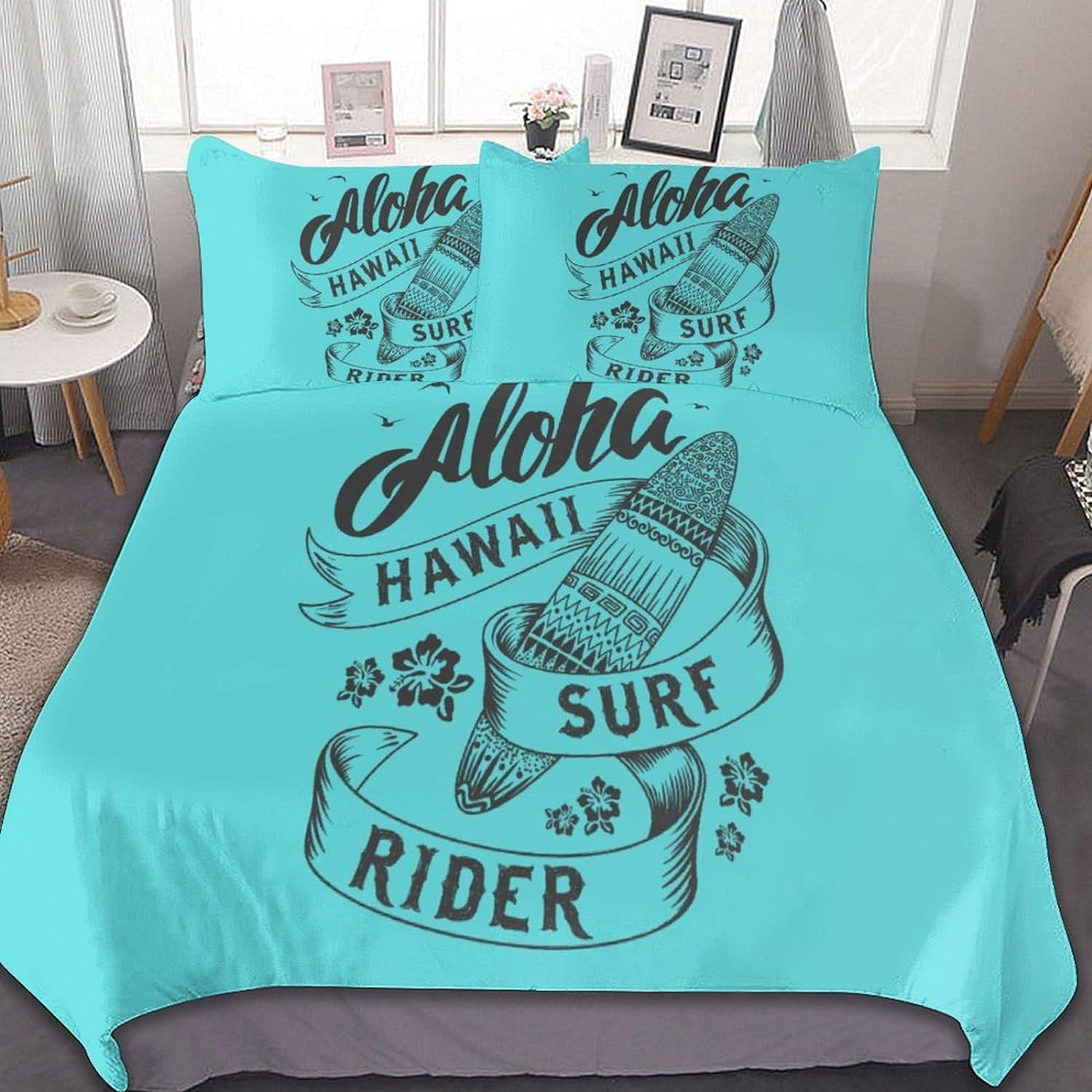 HAHDAXIA Summer Bedding Solid Comforter Set for All Seasons,3 Pieces(1 Comforter+2 Pillowcases),Soft Microfiber Bedding Set Full(79"x90")
