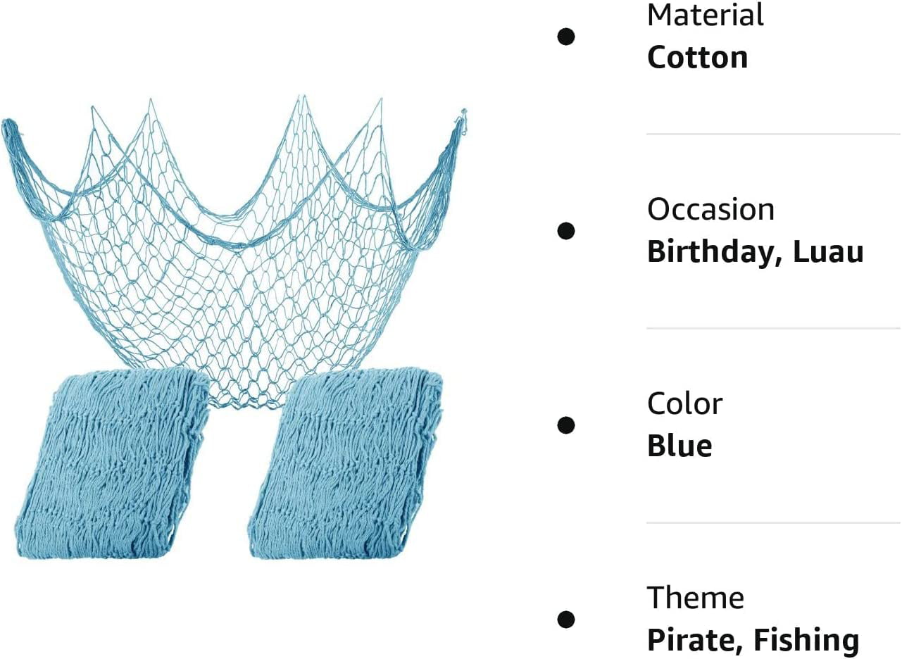 Fraigo Fish Net Decoration Party Decor – Aqua Cotton Netting 39.4 x 78.7  Fishnet for Nautical Theme, Pirate Party, Hawaiian Party, Underwater,  Beach, Ocean & Mermaid Party 
