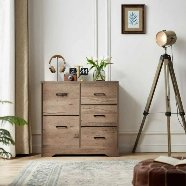FRAPOW 5 Drawers Dresser for Bedroom, Horizontal Dresser, Traditional