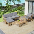 thumbnail image 2 of EUROCO 6-Piece Acacia Wood Frame Patio Sectional Sofa Set, Outdoor Conversation Furniture Set with Coffee Table and Removable Cushion for Garden Backyard Patio and Poolside, Grey, 2 of 8
