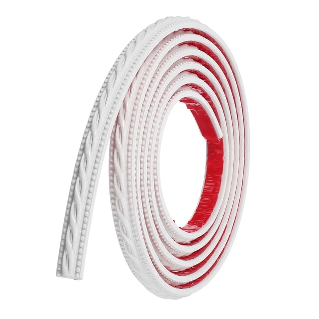 Uxcell 3.3Ft x 0.79" Moldura Autoadhesiva para Paredes, Moldura de Espejo Flexible, Tira de Paneles de Pared Autoadhesiva para Bordes de Papel Tapiz de Suelo y Pared, Blanco