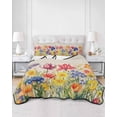 thumbnail image 3 of Colorful Tulip Twin XL Size Down Alternative Comforter,Lightweight Comforter Quilt Bedding Set with Pillow Shams Spring Floral Watercolor Botanical Rustic Bed Comforter Duvet Insert 68"x98", 3 of 7