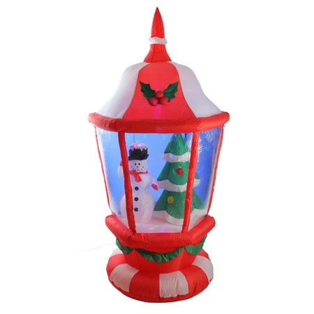 6' Pre-lit Inflatable Lantern with Snowman and Christmas Tree Outdoor Decoration