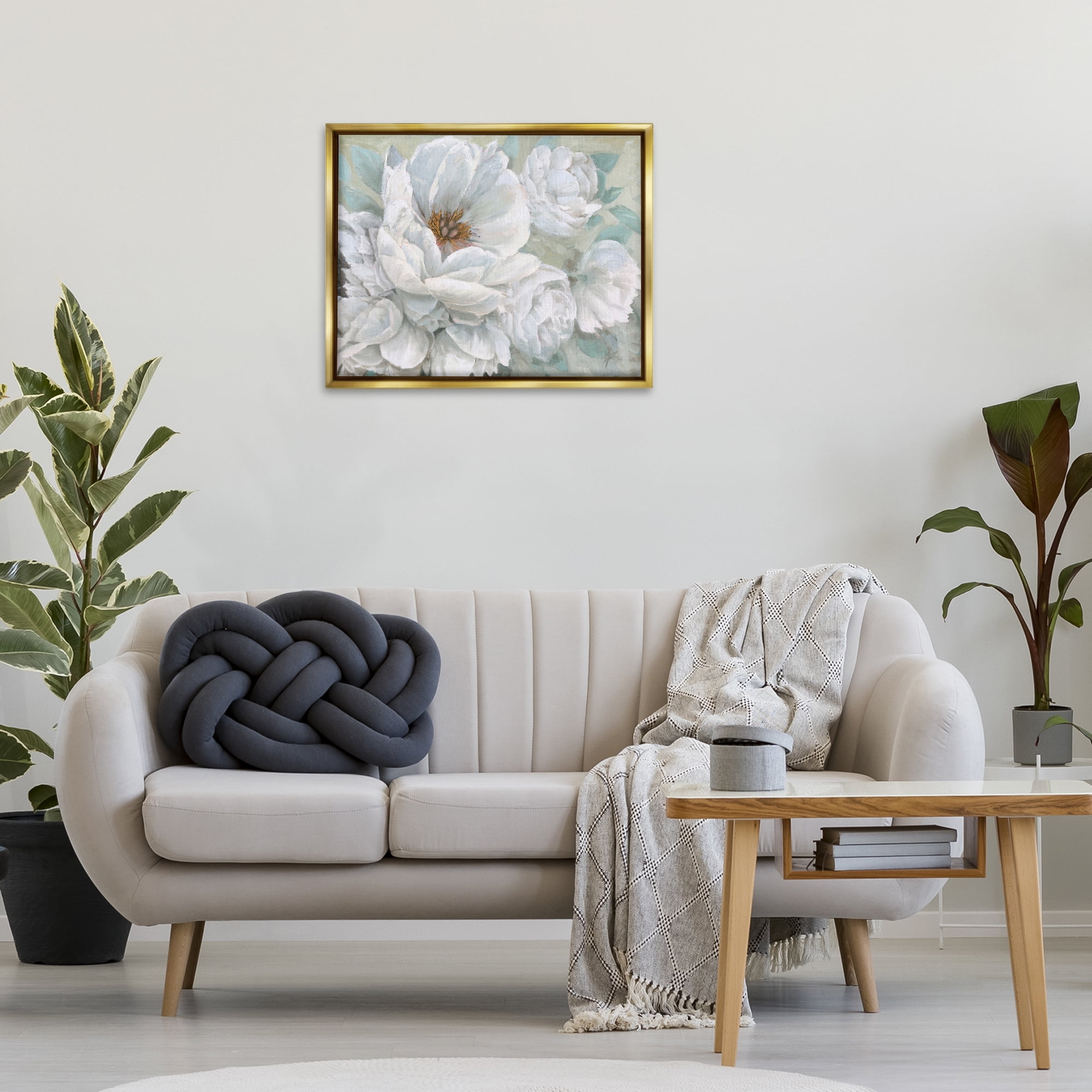 Stupell Industries White Beauty Bouquet Botanical & Floral Painting Gold Floater Framed Art Print Wall Art, 31 x 25