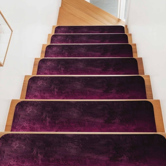 Plum Purple Ombre Stair Treads Non Slip for Steps Vintage Deep Magenta Charcoal Black Shabby Chic 10 Pcs Reusable Adhesive Stair Runner Mats for Dogs Elders Carpet Treads Rugs for Staircase 8x30 In