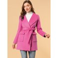 thumbnail image 4 of INSPIRE CHIC Trench-Coat Long à Col Châle Ceinturé pour Femmes Turquoise L, 4 of 6