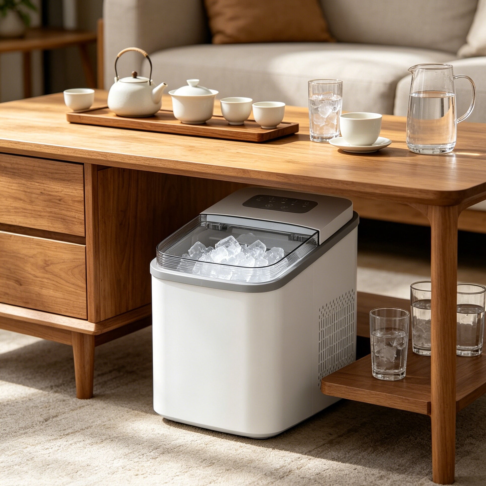 HIFOOD Fast Ice Maker Machine, Portable Countertop Ice Cube Maker with Control Panel for Home & Kitchen