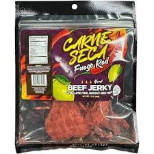 Carne Seca True Seca Fuego red Beef Jerky 1.7 oz Salt and Pepper Flavor Authentic Bold Traditional Taste Dried Snack Dry Spicy