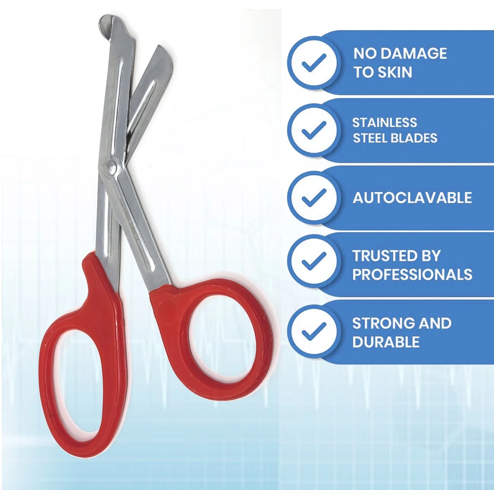 Trauma Shears 7.25" Emergency Shears, Stainless Steel Outdoor Camping Rescue Tools, Ideal for First Responders - Red Handle
