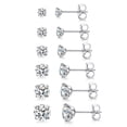 thumbnail image 6 of 6-pair earring set, hypoallergenic cubic zirconia 316L earrings, stainless steel CZ earrings, 3-8mm (steel color), 6 of 8