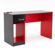 X Rocker Carbon-Tek Gaming Desk with LED, Gray/Red