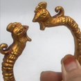 thumbnail image 5 of Solid Antique Gilt Phoenix Head Bracelet Wrist Hand Carved Auspicious Object, 5 of 9