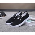 thumbnail image 3 of Women Canvas Slip On Casual Sneakers, Decorative lace-up Low Top Lightweight Anti Slip Daily Walking Flat Shoes, 3 of 9