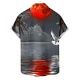 thumbnail image 5 of Fnnxeal Mens Hawaiian Shirt Short Sleeve Tropical Button Down with Sunset, Palm Trees & Red Moon Print - Stretch, Moisture Wicking, Dark Gray,Size 3XL, 5 of 6