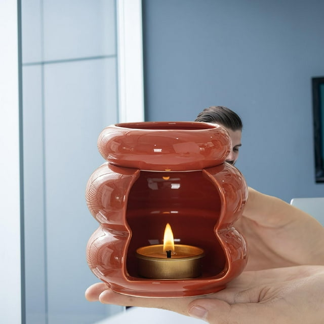 Quemador de aceites aromáticos, calentador de aromas, quemador de aceites esenciales con portavelas para velas de té, ideal para patio, mesa o dormito