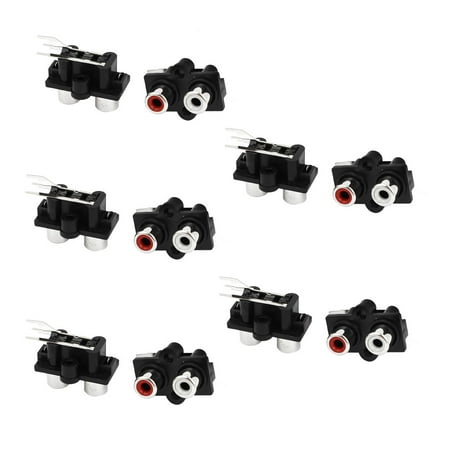 Unique Bargains Audio Video AV Concentric PCB Mounted 2 Female Jack RCA Socket Connectors 10 Pcs price history on PriceWatchPro
