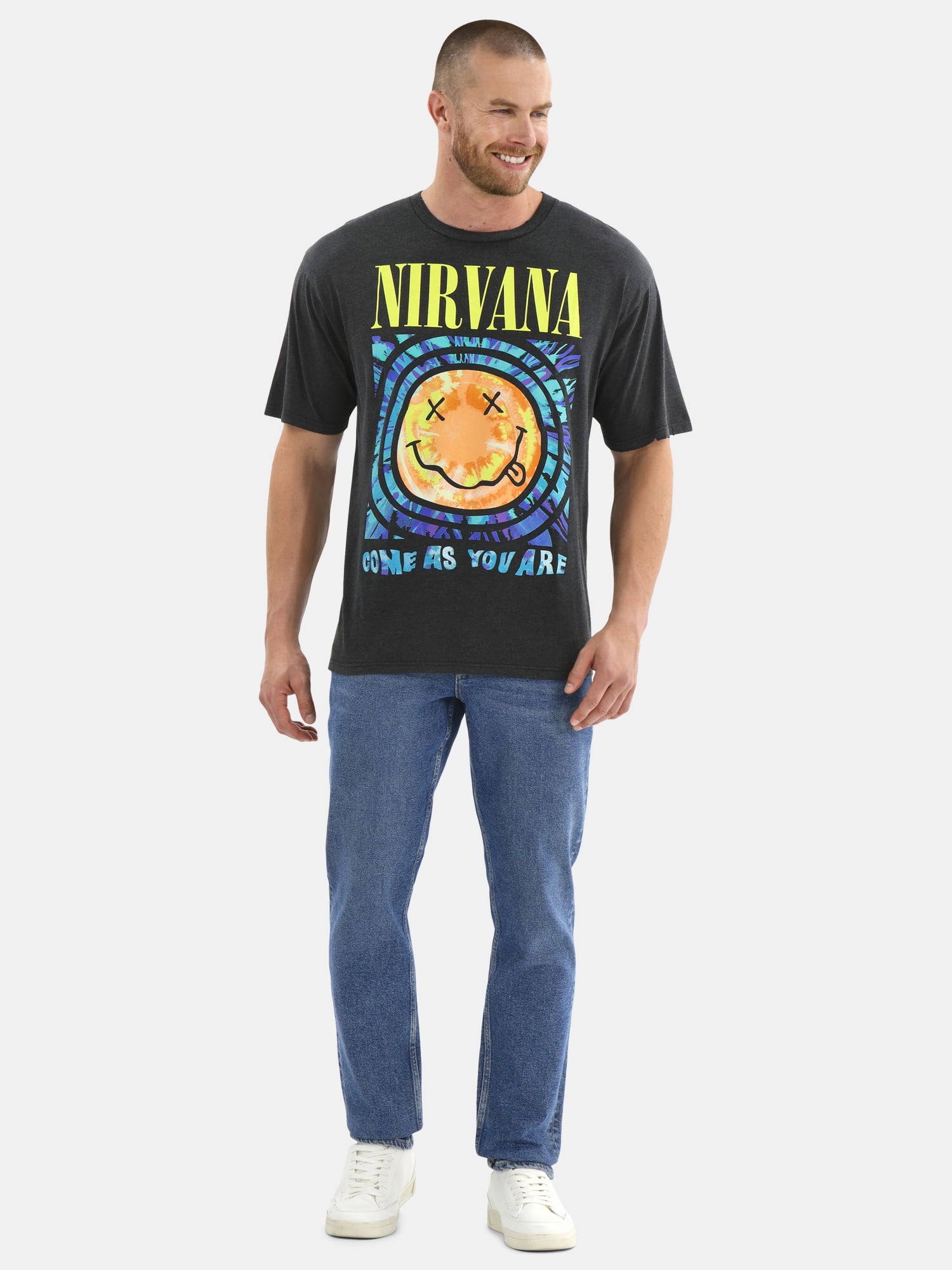 Nirvana Men’s & Big Men’s Smiley Tie Dye Graphic Tee, Sizes XS-3XL