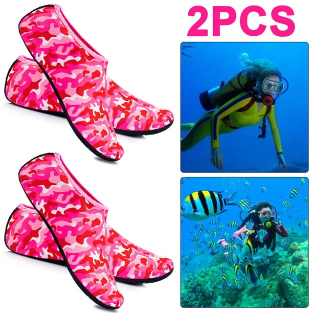 2 pares calcetines acuáticos piscina zapatos esnórquel Bsvklp camuflaje L 37-38 rojo