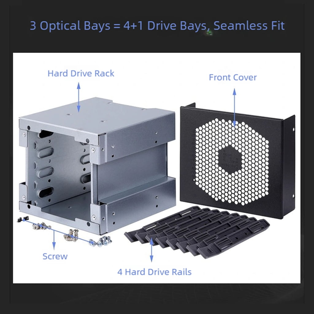 Miiottaa 4 Bay 3.5inch Hard Drive Cage Desktop Computer Case Optically Drive Position