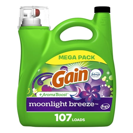 Gain Liquid Laundry Detergent, Moonlight Breeze Scent, 107 Loads, 154 fl oz, HE Compatible