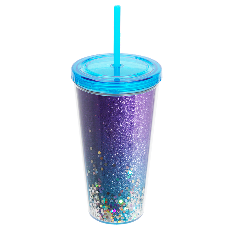 Home Tune 22oz Water Drinking Glitter Tumbler - BPA Free, Wide Mouth,  Tumbler Cup with Straw Lid, Lightweight, Travel Water Bottle with Colorful  Confetti Design For Girls & Boys - Rainbow Blue 