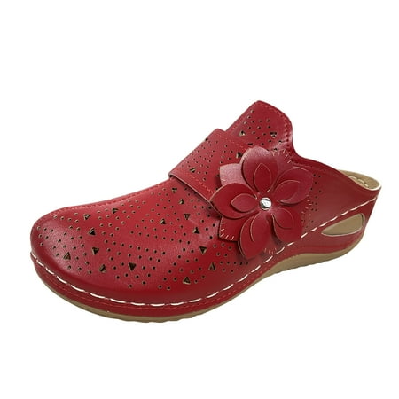 

Womens Sandals Slippers Large Size And Flowers Solid Color Casual Slope Shoes