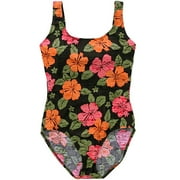 Women's Plus Hibiscus Rib Tank Swimsuit