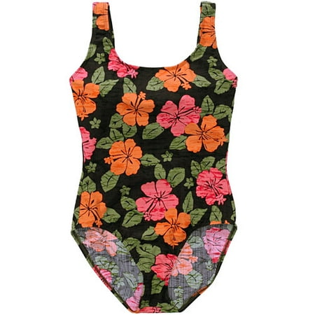 Women's Plus Hibiscus Rib Tank Swimsuit