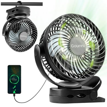 Gounni Clip-on Fan or Desktop Fan 10000mAh Battery 6-inch 3 Speeds