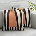 thumbnail image 3 of GOSMITH  Black White Boho Pillow Cover with Leather Modern Couch Pillow Covers Farmhouse Stripe Pillowcase for Couch Bed, Black, 3 of 5