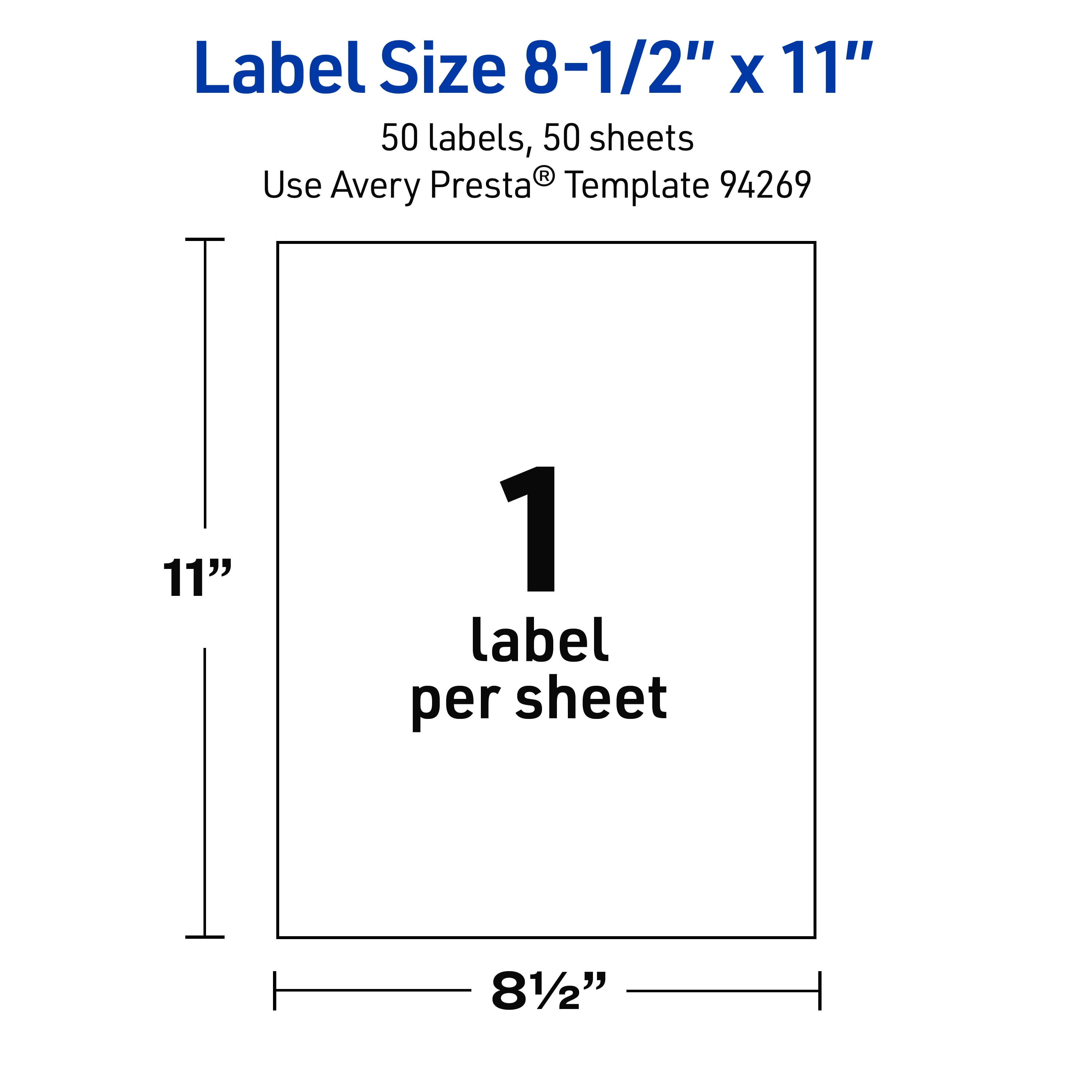 Avery Waterproof Rectangle Labels, 8.5" x 11", 50 Total