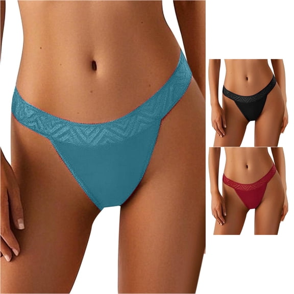 SIYUDAN Womens Reusable Lace Thong Underwear Solid Color Design Breathable Liner Panties, Size XXXXL