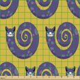 thumbnail image 2 of Ambesonne Cartoon Fabric by the Yard Upholstery, Cats in Spiral Forms Art, 3 Yards, Earth Yellow and Blue Violet, 2 of 5