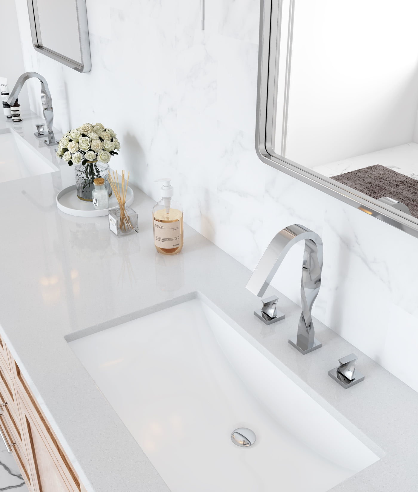 YZZY Widespread High Arc Bathroom Faucet Double Handle Brushed Chrome Lavatory Vanity Basin Faucet 3 Holes Modern Bathroom Sink Faucet