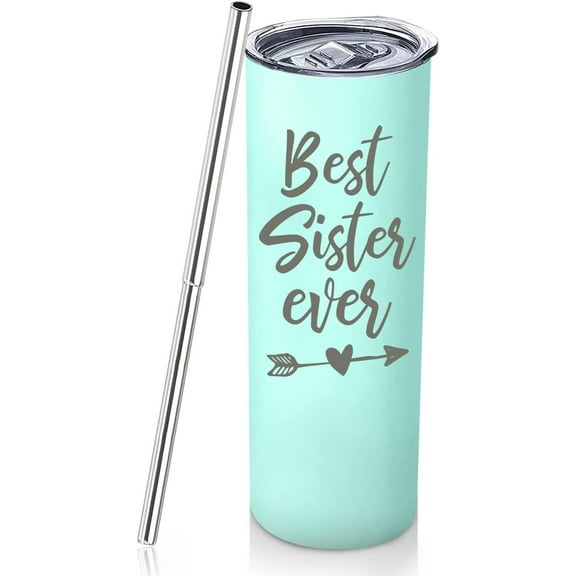 Sister Birthday Gifts Best Sister Ever Gifts From Sister Brother 20oz Skinny Tumbler Gift For Sister In Law Step Sister Bday Christmas Presents For Soul Sister Unbiological Sister Cup With Straw