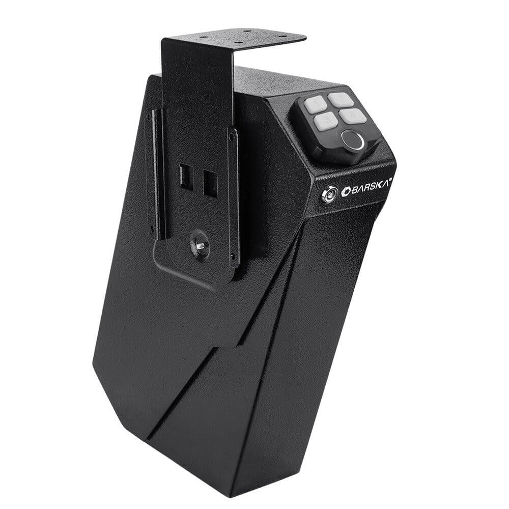 BARSKA Steel Biometric Handgun Safe Pistol Desk Drawer Security Box Fingerprint Access