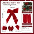 thumbnail image 2 of 12pc Red Velvet Christmas Bows Ornaments for Wreath Tree Garland Mantel Gift Box Holiday Decor, 2 of 7