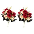 thumbnail image 1 of Advancent Ramo de flores artificiales para interior o exterior, 2 pack/lote, con elegantes flores y plantas de imitación Flores artificiales rojo, 1 of 6