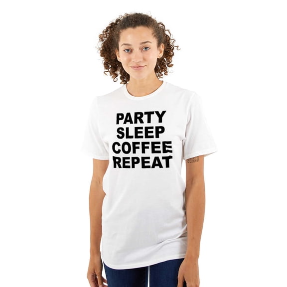 Party Sleep Coffee Repeat Routine Women's Plus Size Graphic Tee Brisco Brands 2X