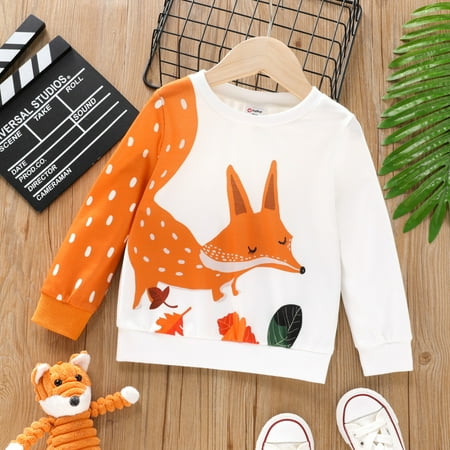 

PatPat Toddler Boy Animal Fox Print Colorblock Pullover Sweatshirt