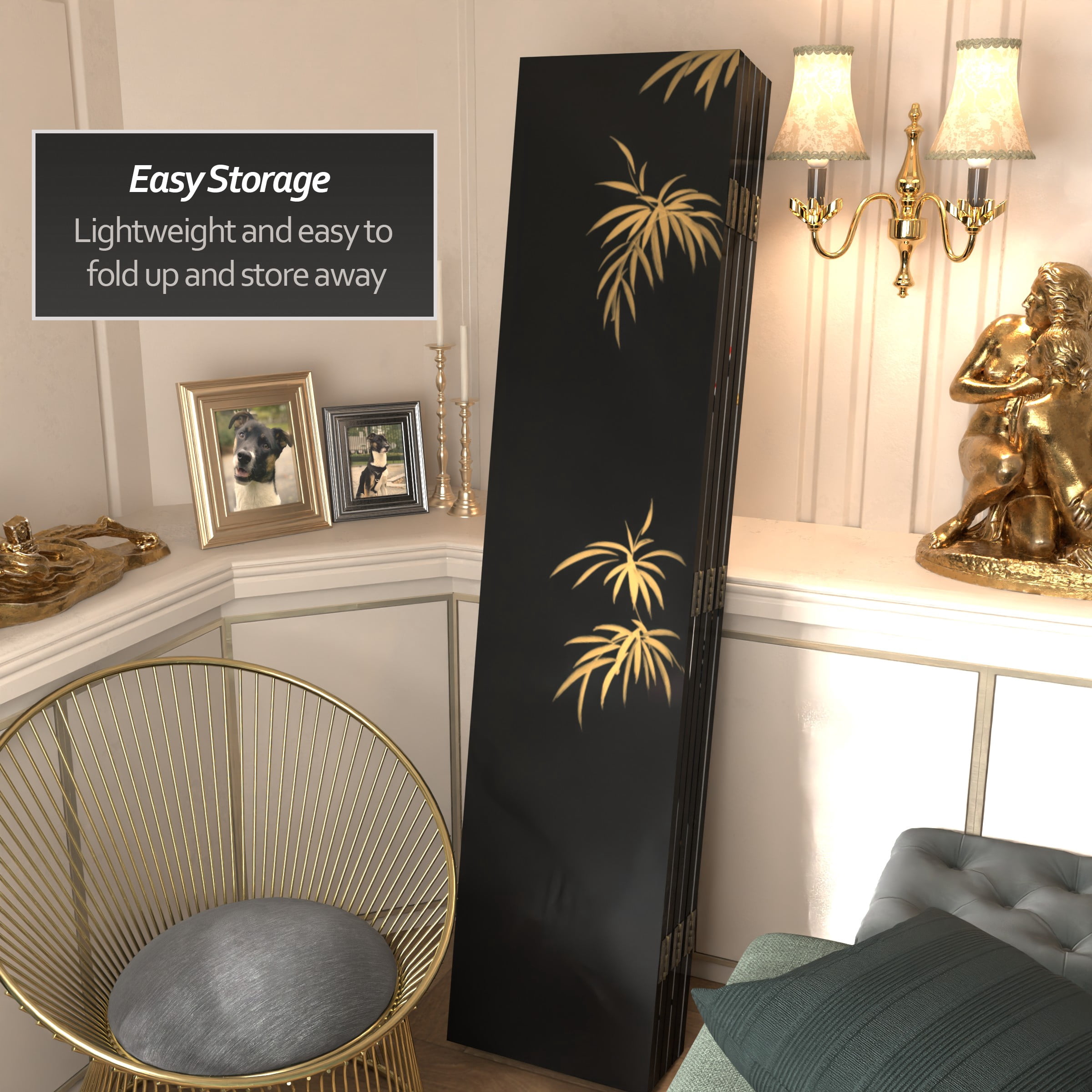 Cranes on Silver Room Divider