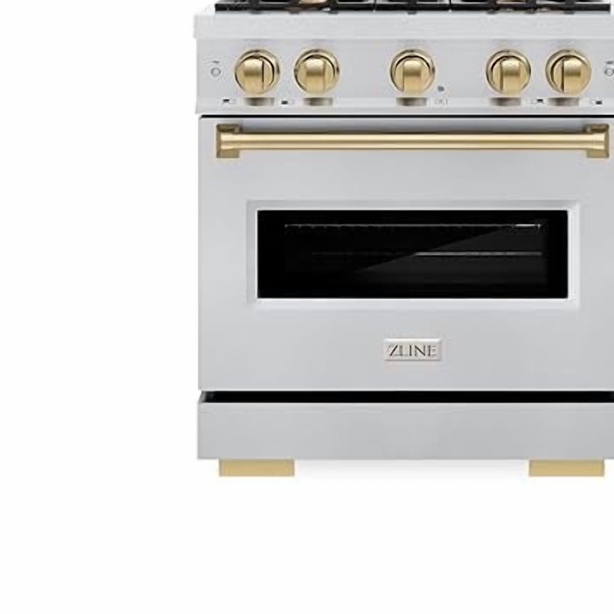 ZLINE Autograph Edition 30 in. 4.2 cu. ft. Classic Dual Fuel Range with 4 Burner Gas Cooktop and Electric Convection Oven in Stainless Steel with Champagne Bronze Accents (CDRZ-30-CB)