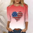 thumbnail image 3 of EQWLJWE Blouses à Manches Longues pour Femmes Hauts pour Femmes Liquidation Mode Féminine Décontractée Col Rond Couture Couleur Contrastante T-shirt Blouse à Manches 3/4, 3 of 4