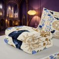 thumbnail image 5 of Homewish Gothic Crow Moth Zipper Twin Comforter Sets with Fitted Sheet and 2 Pillowcases, Blue Flowers Zipper Bedding Set, Sun Moon Decor, Gray Reversible, 5 of 7