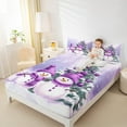 thumbnail image 4 of Manfei Cartoon Purple Snowman Queen Sheet Sets for Child, Kawaii Xmas Tree Flat Sheet, Christmas Snowflake Print Queen Fitted Sheet, Lightweight Room Decor, 4-Piece, 4 of 7