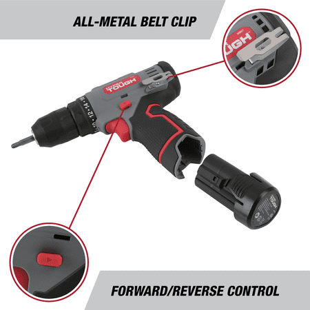HYPER TOUGH 12V MAX LITHIUM-ION CORDLESS 3/8-INCH DRILL DRIVER WITH 1.5AH BATTERY, 99303