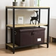 thumbnail image 2 of Caja de almacenamiento plegable con tapa, paquete de 3 unidades, contenedor organizador plegable de tela tipo cuero, cesta cubo con tapa para el hogar, recámara, clóset, oficina, guardería, 2 of 6