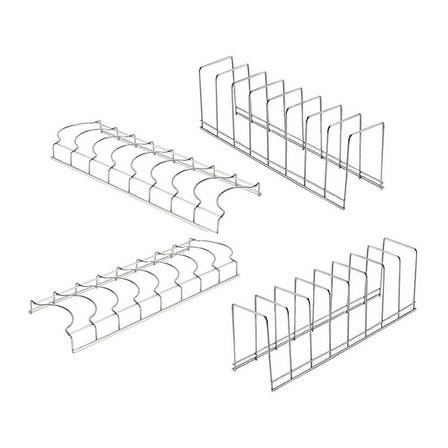 HEMOTON Dish Drainer Drying Rack for Kitchen Counter with Stainless Steel 4pcs Silver Small Plate Storage