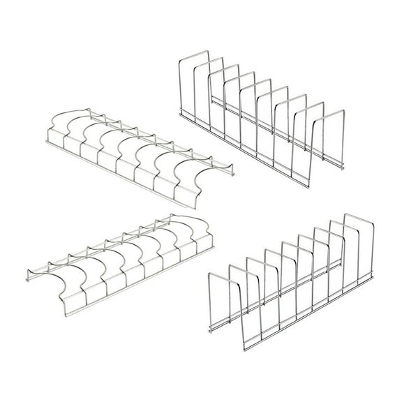 HEMOTON Dish Drainer Drying Rack for Kitchen Counter with Stainless Steel 4pcs Silver Small Plate Storage