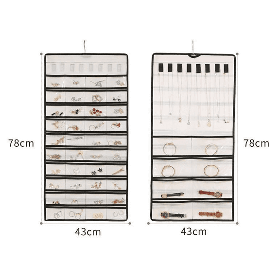 Hanging Earring Holder Organizer, 48 Clear Pockets Jewelry Organizers and Storage, Earring Holder Organizer for Hanging Earrings, Necklaces, Bracelets, Rings, Storage, Closet